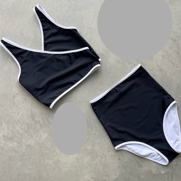 NWT sz 6 Baiia Coco One Shoulder High Waisted Bikini Reversible Swimsuit 3pc - Picture 6 of 12